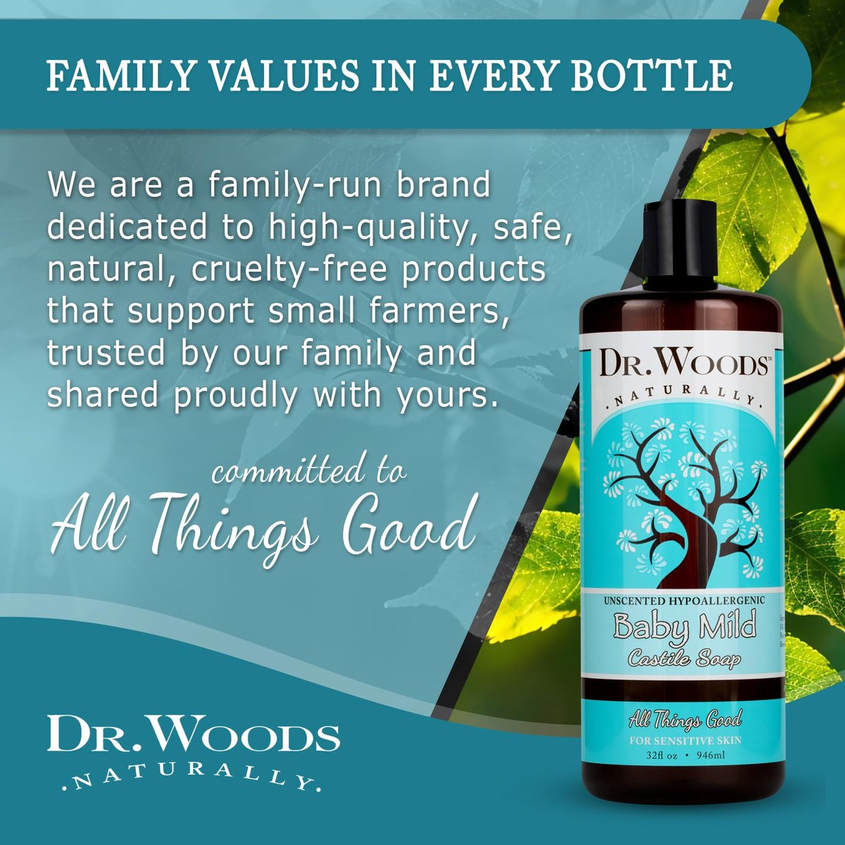 Dr. Woods Unscented Baby Mild Liquid Castile Soap - 32 Fl Oz (Pack of 2) - Natural, Gentle Cleanser for Sensitive Skin with Hemp Oil and Vitamin E Avelisse
