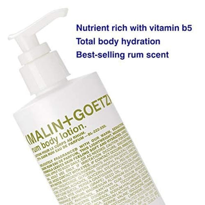 MALIN+GOETZ Rum Body Lotion – Lightweight Hydrating Moisturizer with Vitamin B5, Avocado & Grapeseed Oils, Fast-Absorbing, Vegetarian & Cruelty-Free, Dark Rum Scent, 8.5 fl oz Avelisse