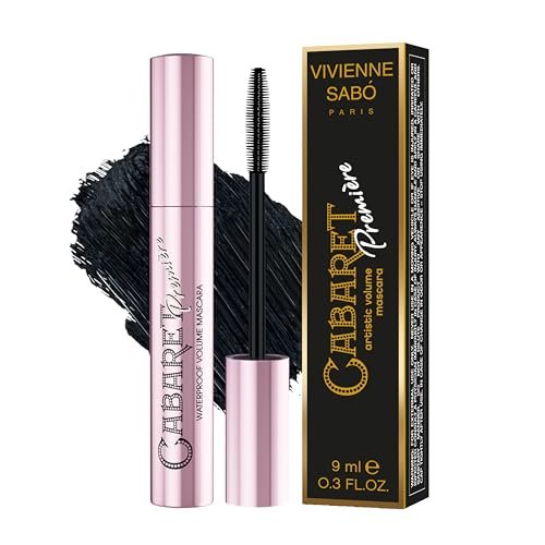 Vivienne Sabó Cabaret Premiere Black Waterproof Mascara - Volume, Length & Curling, Smudge Proof, Cruelty-Free, Made in Europe, 0.3 Fl Oz (1 Pack) Avelisse