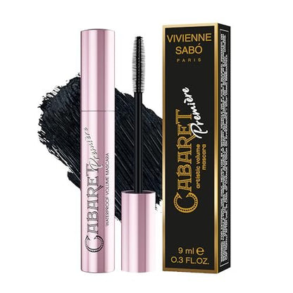 Vivienne Sabó Cabaret Premiere Black Waterproof Mascara - Volume, Length & Curling, Smudge Proof, Cruelty-Free, Made in Europe, 0.3 Fl Oz (1 Pack) Avelisse