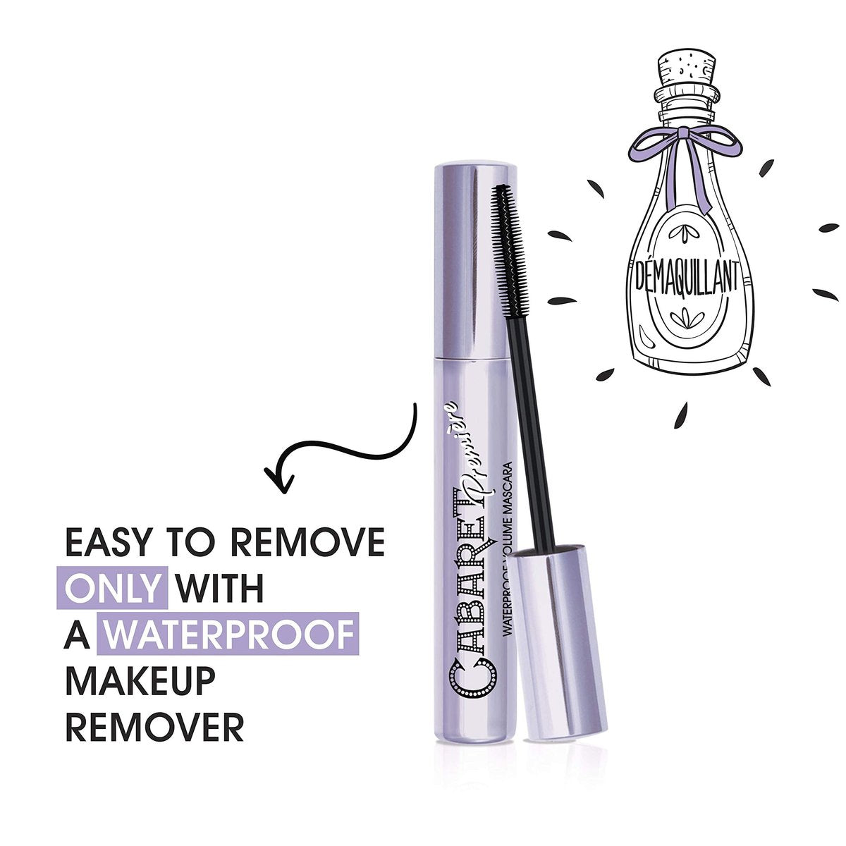 Vivienne Sabó Cabaret Premiere Black Waterproof Mascara - Volume, Length & Curling, Smudge Proof, Cruelty-Free, Made in Europe, 0.3 Fl Oz (1 Pack) Avelisse