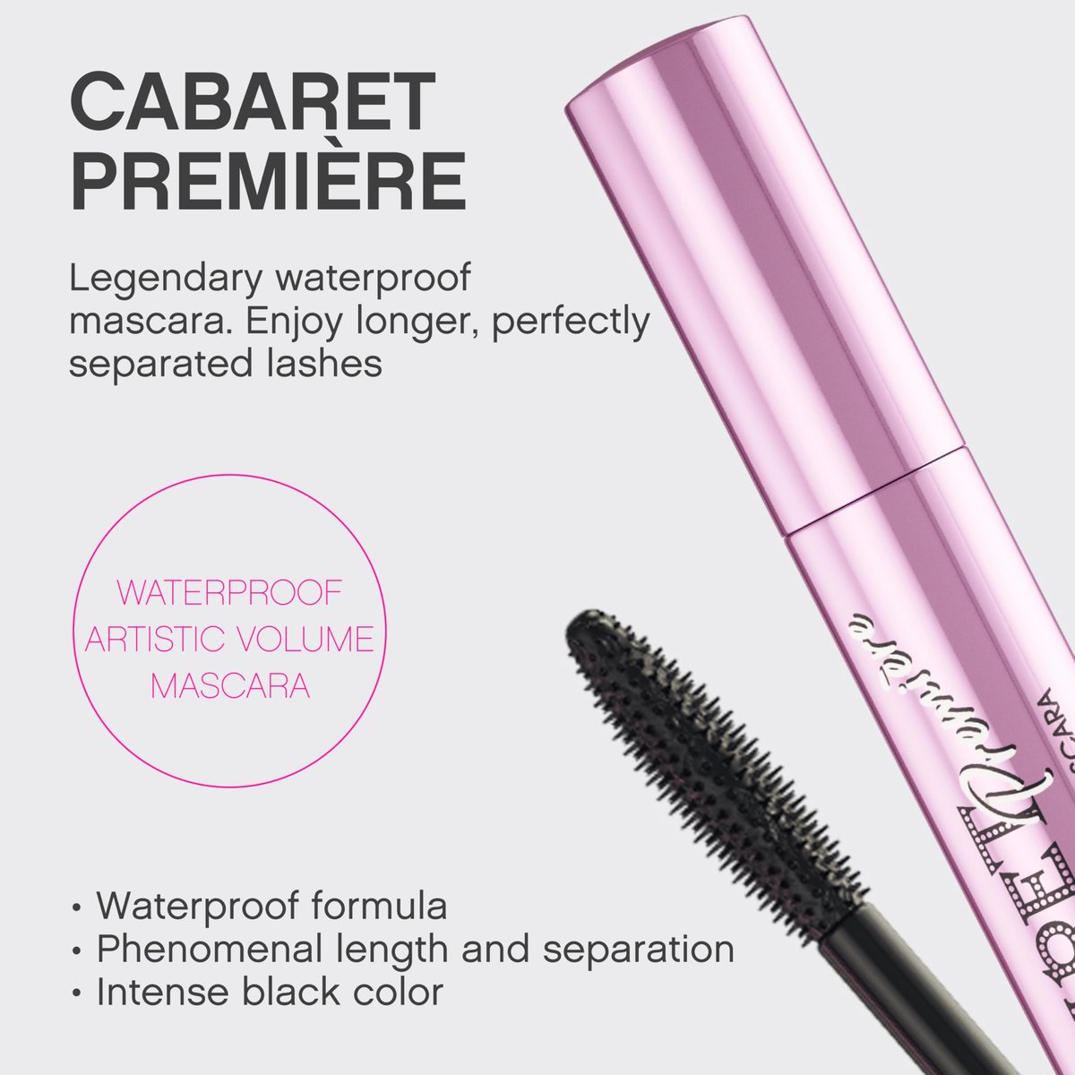 Vivienne Sabó Cabaret Premiere Black Waterproof Mascara - Volume, Length & Curling, Smudge Proof, Cruelty-Free, Made in Europe, 0.3 Fl Oz (1 Pack) Avelisse