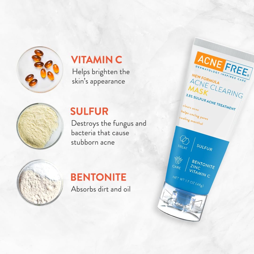 AcneFree Acne Clearing Mask with Sulfur, Vitamin C & Bentonite - 1.7 oz - görsel 7