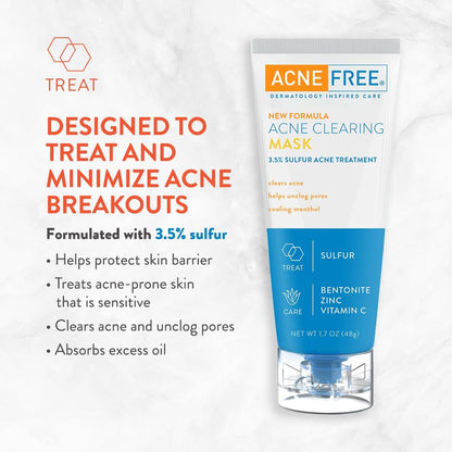 AcneFree Acne Clearing Mask with Sulfur, Vitamin C & Bentonite - 1.7 oz