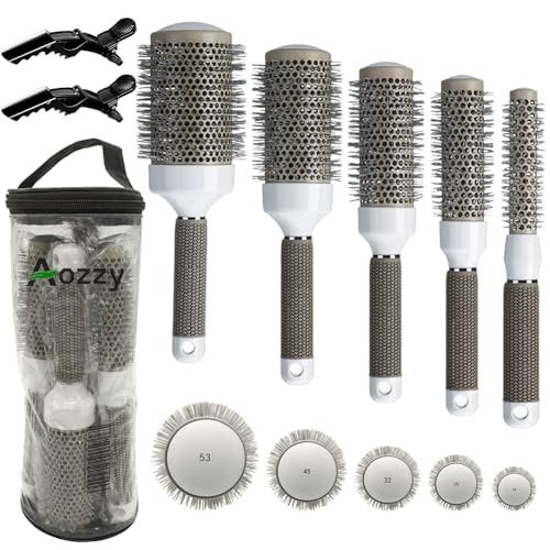 Professional Ceramic Ion Thermal Barrel Hair Brush Set - 5 Sizes for Blow Drying & Curling, Shiny Heat Styling - görsel 2