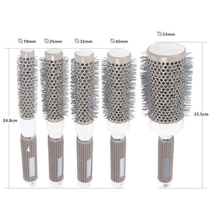 Professional Ceramic Ion Thermal Barrel Hair Brush Set - 5 Sizes for Blow Drying & Curling, Shiny Heat Styling