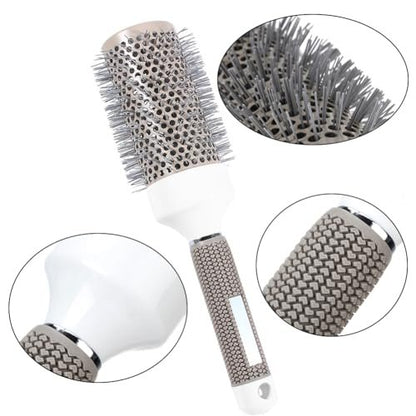 Professional Ceramic Ion Thermal Barrel Hair Brush Set - 5 Sizes for Blow Drying & Curling, Shiny Heat Styling
