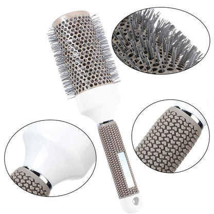 Professional Ceramic Ion Thermal Barrel Hair Brush Set - 5 Sizes for Blow Drying & Curling, Shiny Heat Styling