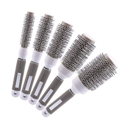 Professional Ceramic Ion Thermal Barrel Hair Brush Set - 5 Sizes for Blow Drying & Curling, Shiny Heat Styling