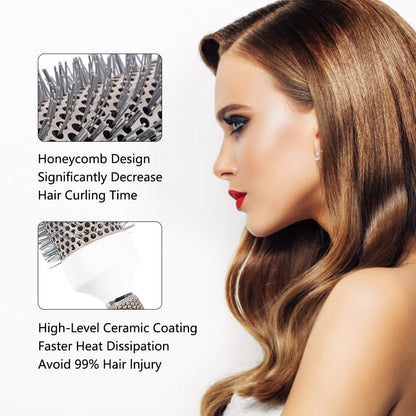 Professional Ceramic Ion Thermal Barrel Hair Brush Set - 5 Sizes for Blow Drying & Curling, Shiny Heat Styling