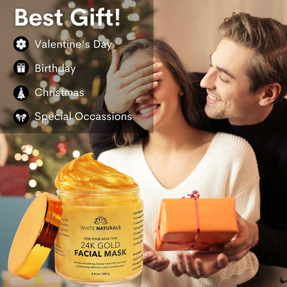White Naturals One Day Sale 24K Gold Facial Mask – Anti-Aging Gold Face Mask for Flawless, Moisturized Skin, Reduces Wrinkles, Fine Lines & Acne Scars, Removes Blackheads, Dirt & Oils (8.8 oz) Avelisse