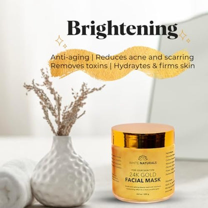 White Naturals One Day Sale 24K Gold Facial Mask – Anti-Aging Gold Face Mask for Flawless, Moisturized Skin, Reduces Wrinkles, Fine Lines & Acne Scars, Removes Blackheads, Dirt & Oils (8.8 oz) Avelisse