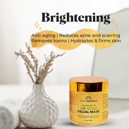 White Naturals One Day Sale 24K Gold Facial Mask – Anti-Aging Gold Face Mask for Flawless, Moisturized Skin, Reduces Wrinkles, Fine Lines & Acne Scars, Removes Blackheads, Dirt & Oils (8.8 oz) Avelisse