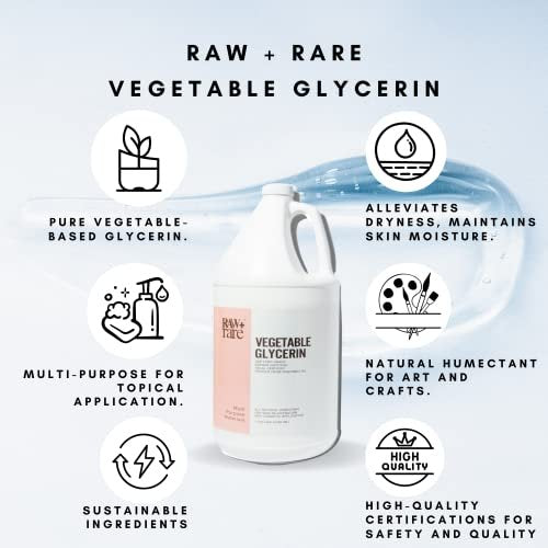 Raw Plus Rare Natural Glycerin for Skin and Face – USP Food Grade, Kosher, Halal, Pharmaceutical Grade – Bulk Gallon (128 fl oz) Avelisse