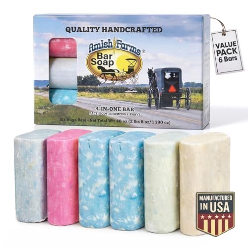 Amish Farms Bar Soap with All Natural Bentonite Clay – 6 Bars, 5 oz Each – Made in USA, Vegan, Moisturizing for Sensitive Skin, Clean Scent - görsel 2