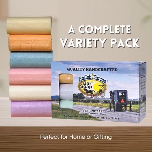 Amish Farms Bar Soap with All Natural Bentonite Clay – 6 Bars, 5 oz Each – Made in USA, Vegan, Moisturizing for Sensitive Skin, Clean Scent - görsel 4