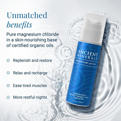 Ancient Minerals Magnesium Lotion – Zechstein Magnesium Chloride Cream with Shea Butter, Organic Oils & Hyaluronic Acid for Skin Hydration, Non-Greasy Body Lotion, 5oz Avelisse