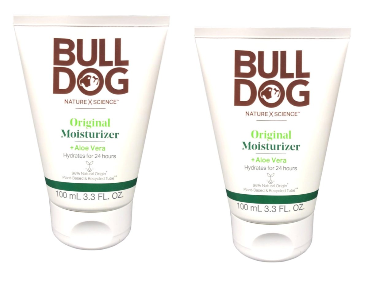 Bulldog Skincare Original Moisturizer For Men with Aloe Vera, 3.3 fl. oz. (Pack of 2) Avelisse