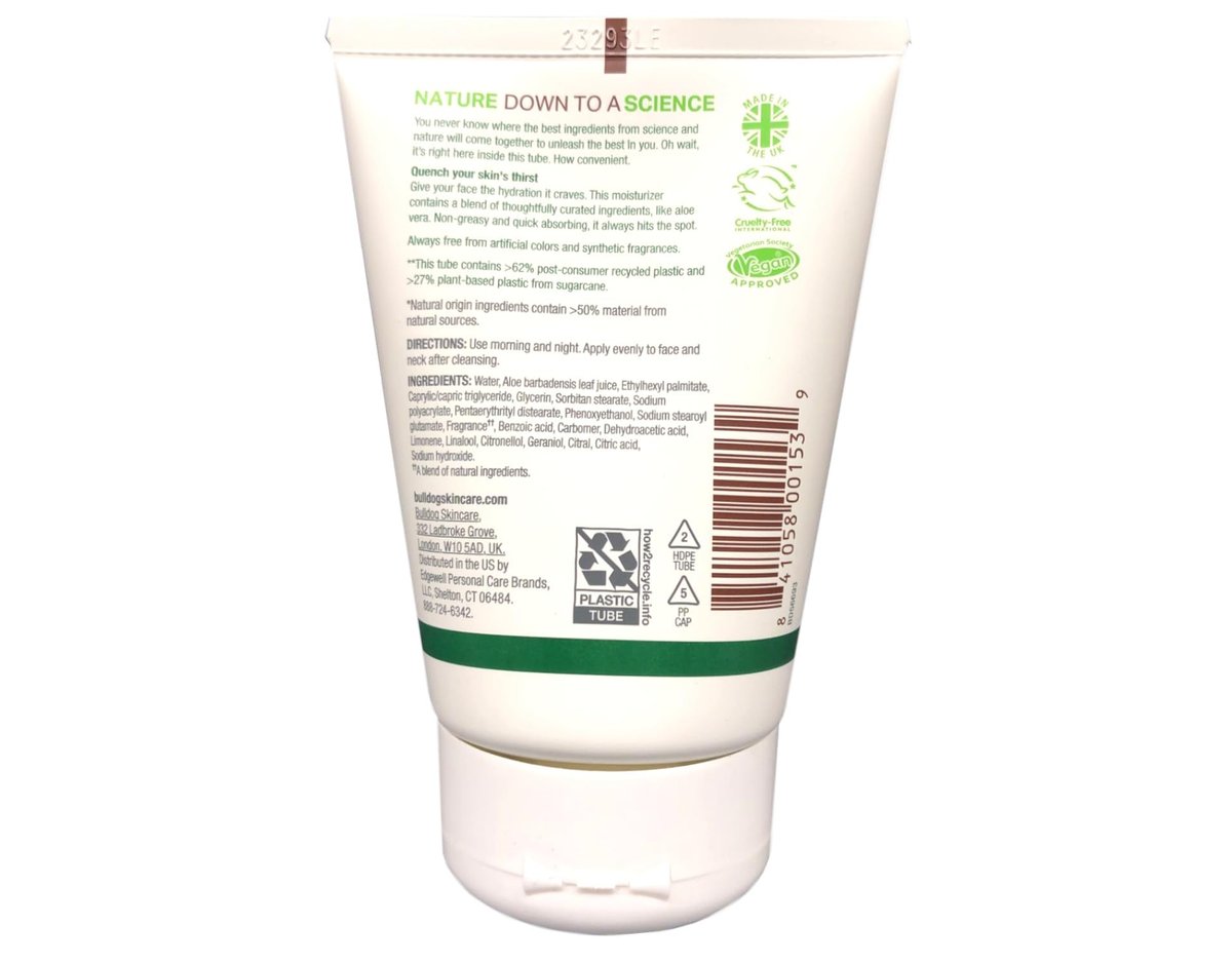 Bulldog Skincare Original Moisturizer For Men with Aloe Vera, 3.3 fl. oz. (Pack of 2) Avelisse