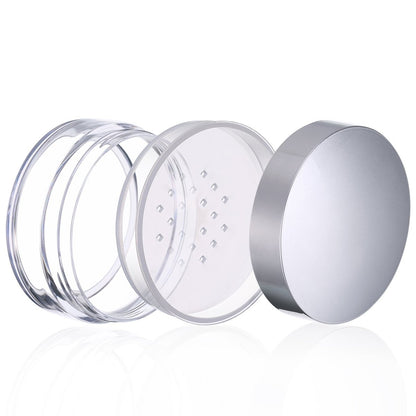 Hotop 3-Piece 50ml Empty Loose Powder Containers with Sifter and Lid – Refillable Travel Face Makeup Case Kit for Blush, Setting Powder (Plastic, Silver Lid) Avelisse