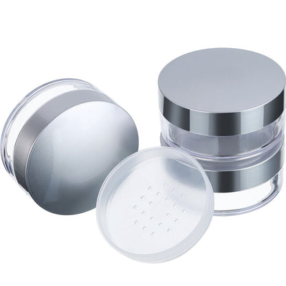 Hotop 3-Piece 50ml Empty Loose Powder Containers with Sifter and Lid – Refillable Travel Face Makeup Case Kit for Blush, Setting Powder (Plastic, Silver Lid) Avelisse