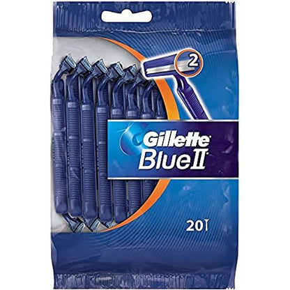 Blue II Disposable Razors 20 Count - Smooth, Clean Shave On-the-Go Avelisse