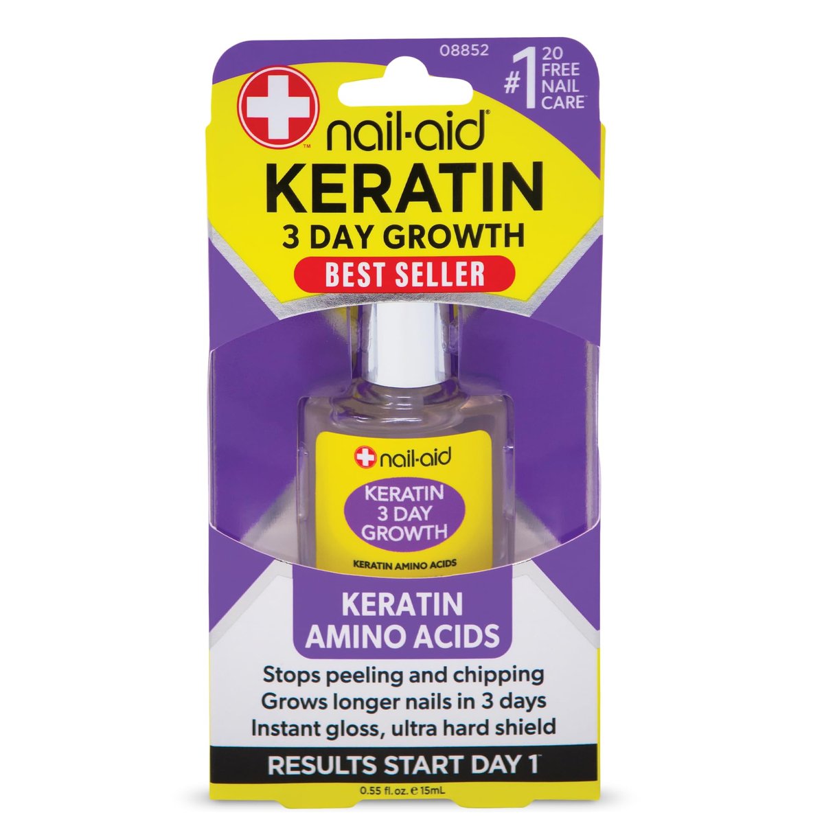 Nail-Aid Keratin 3 Day Growth Nail Treatment & Strengthener, Clear, 0.55 Fl Oz - görsel 2