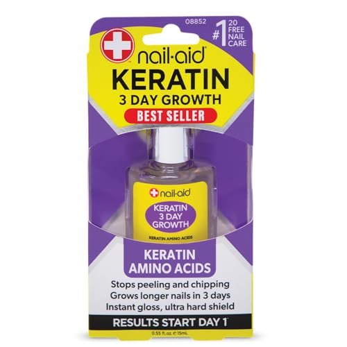 Nail-Aid Keratin 3 Day Growth Nail Treatment & Strengthener, Clear, 0.55 Fl Oz - görsel 1