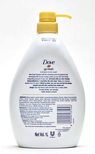 Dove Go Fresh Energize Body Wash with Grapefruit and Lemongrass Scent, 33.8 fl oz (1 Liter) Avelisse