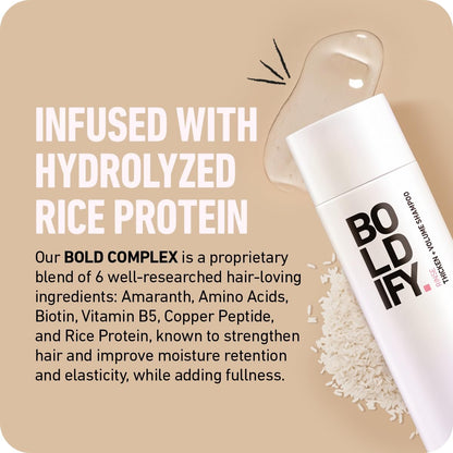 Boldify Thickening Shampoo - Rice Water Volumizing Shampoo for Fine, Thinning & Oily Hair - Weightless Formula Removes Excess Oil - 8 oz Avelisse