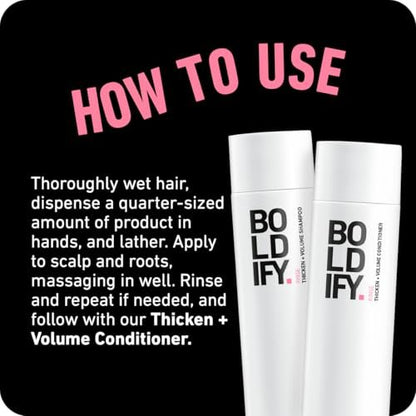 Boldify Thickening Shampoo - Rice Water Volumizing Shampoo for Fine, Thinning & Oily Hair - Weightless Formula Removes Excess Oil - 8 oz Avelisse