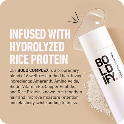Boldify Thickening Shampoo - Rice Water Volumizing Shampoo for Fine, Thinning & Oily Hair - Weightless Formula Removes Excess Oil - 8 oz Avelisse