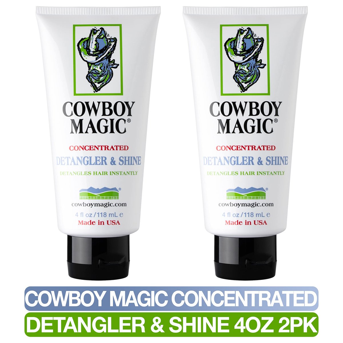 Cowboy Magic Detangler & Shine for Horses - 2 Pack (4 oz Each) Conditioner Avelisse