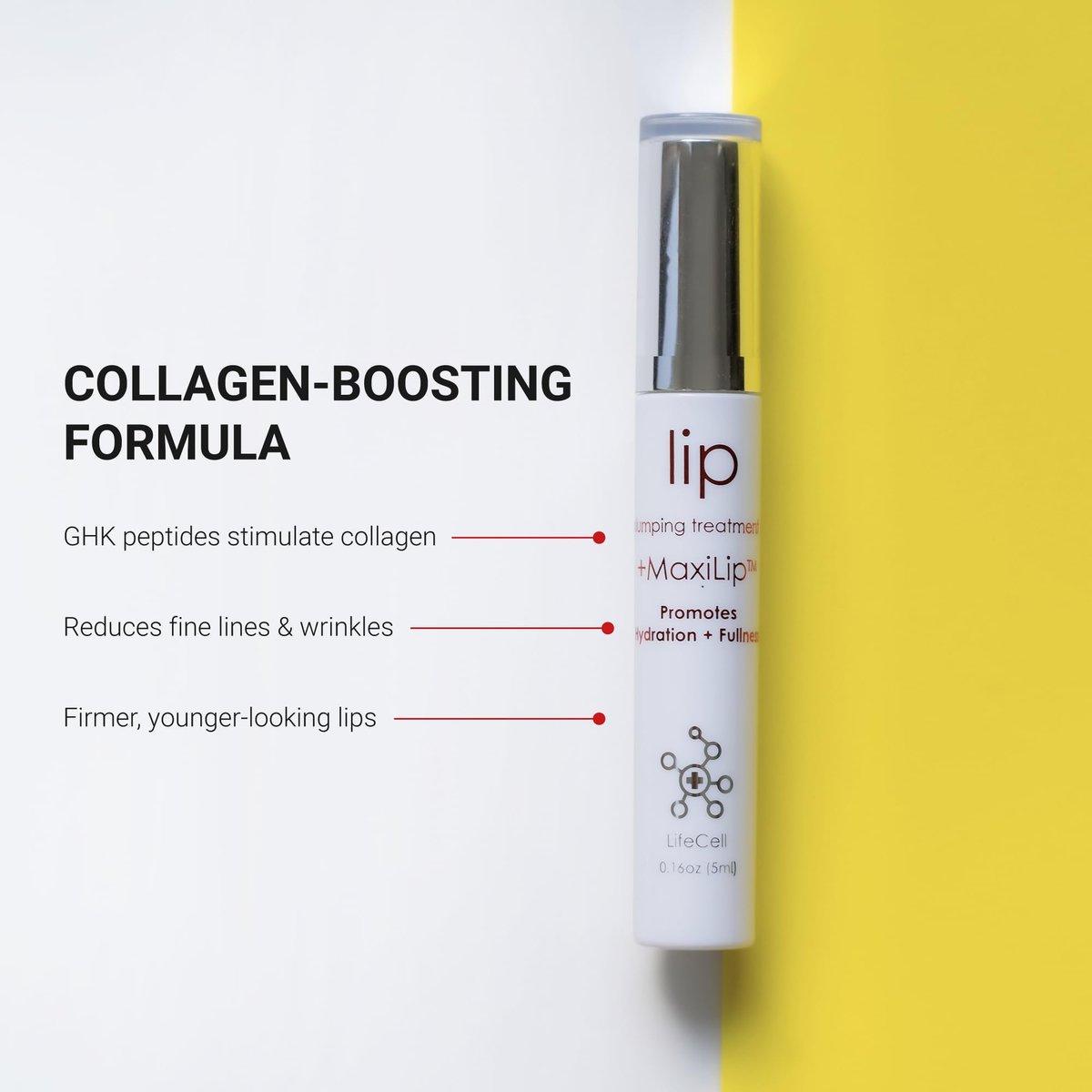 LifeCell Lip Plumping Treatment – Glossy Balm with MaxiLip Peptides for Fuller, Smoother Lips – Hydrating, Non-Irritating, Fragrance-Free Lip Care Avelisse