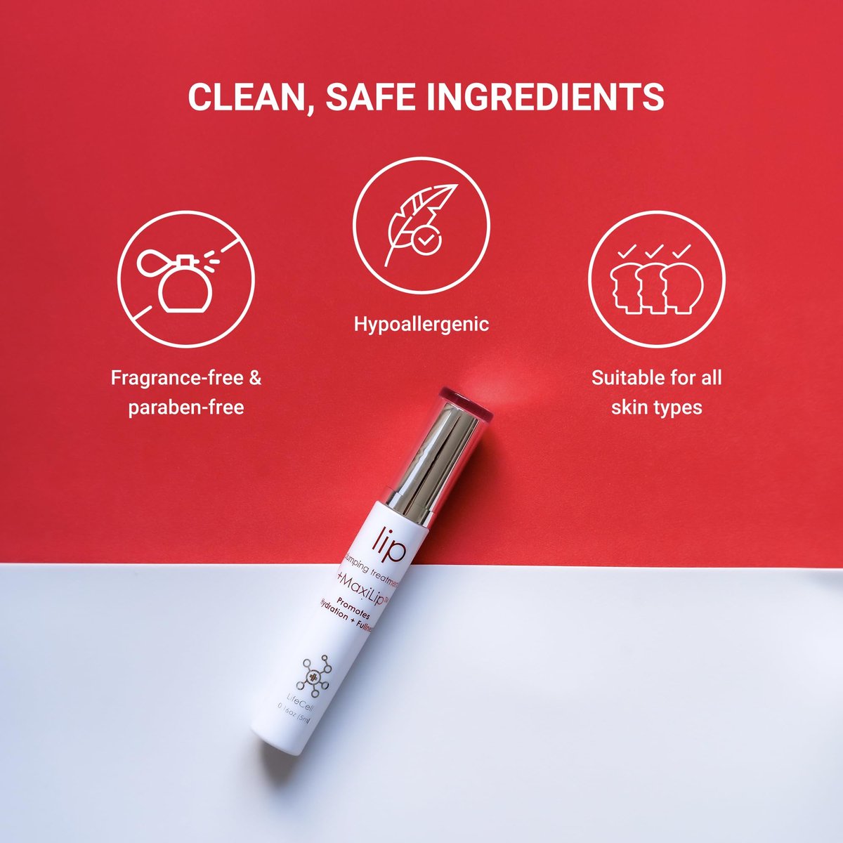 LifeCell Lip Plumping Treatment – Glossy Balm with MaxiLip Peptides for Fuller, Smoother Lips – Hydrating, Non-Irritating, Fragrance-Free Lip Care Avelisse