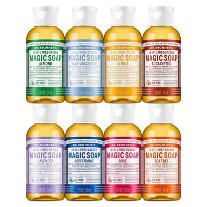Dr. Bronner's Magic Soap Pure-Castile Liquid Soap Variety Gift Pack, 2 oz (Pack of 8) - Regenerative Organic Certified, 18-in-1 Uses, Vegan, Non-GMO Avelisse