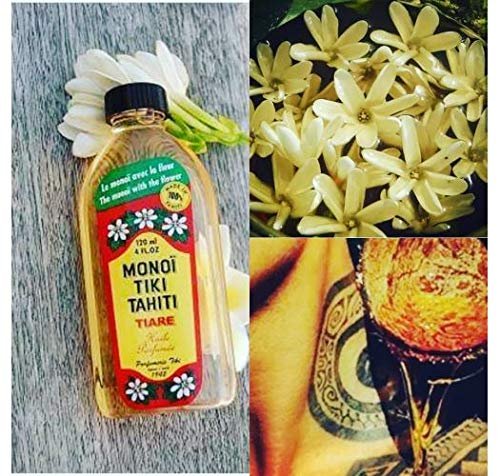 Monoi Tiki Tahiti Tiare Coconut Oil - Original Tahitian Gardenia Fragrance - Hydrating Skin & Hair Oil - 4 fl oz (Pack of 2) Avelisse