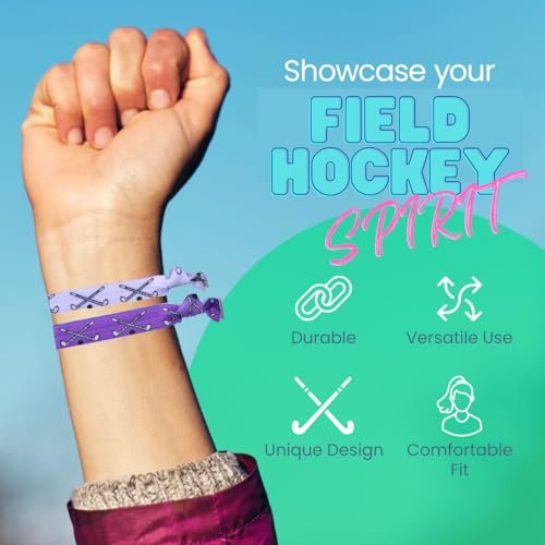 Field Hockey Hair Ties - Rainbow Multi-Colored No Crease Elastics with Hockey Stick Design, 8 Pack - görsel 8