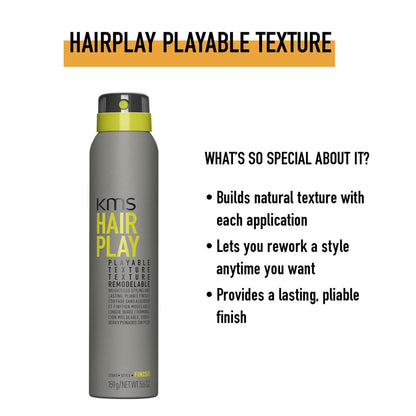 KMS HAIRPLAY Playable Texture - 5.6 oz | Flexible Hold Hairspray Avelisse