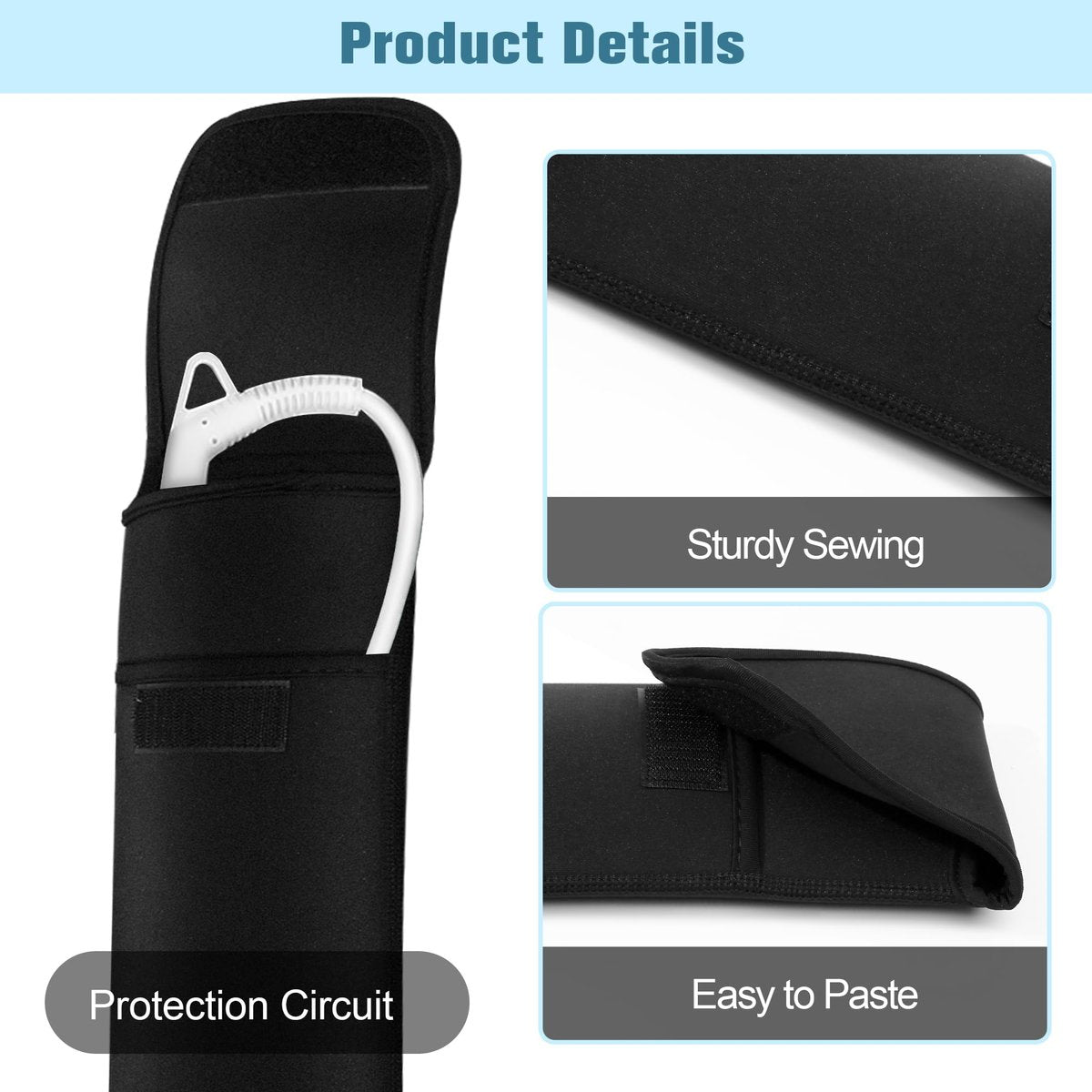 ALEIFLE Heat-Resistant Storage Bag Travel Case Cover Pouch for Hair Straightener Curling Iron Flat Iron - Black, 13 x 5 x 1/4 inches - görsel 8