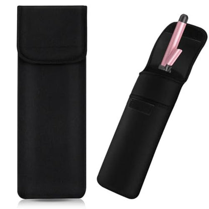 ALEIFLE Heat-Resistant Storage Bag Travel Case Cover Pouch for Hair Straightener Curling Iron Flat Iron - Black, 13 x 5 x 1/4 inches