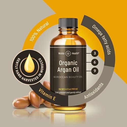 Organic Argan Oil Cold Pressed 3.38 Fl Oz - Moroccan Beauty Oil for Hair, Skin, Nails & Face, Vitamin E Rich, Non-Greasy Natural Moisturizer Avelisse