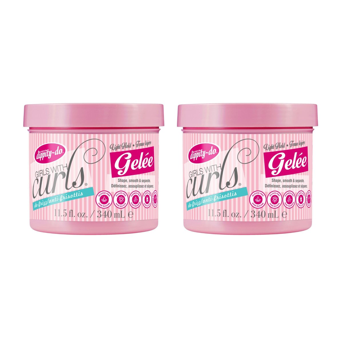 Dippity Do Girls with Curls Light Hold Gelee, Shape, Smooth & Separate Curls, Formulated with Aloe, Vitamin E & Wheat Protein, Frizz-Free, Never Crunchy, Curly Hair Gel For Women, 2 Pack Avelisse