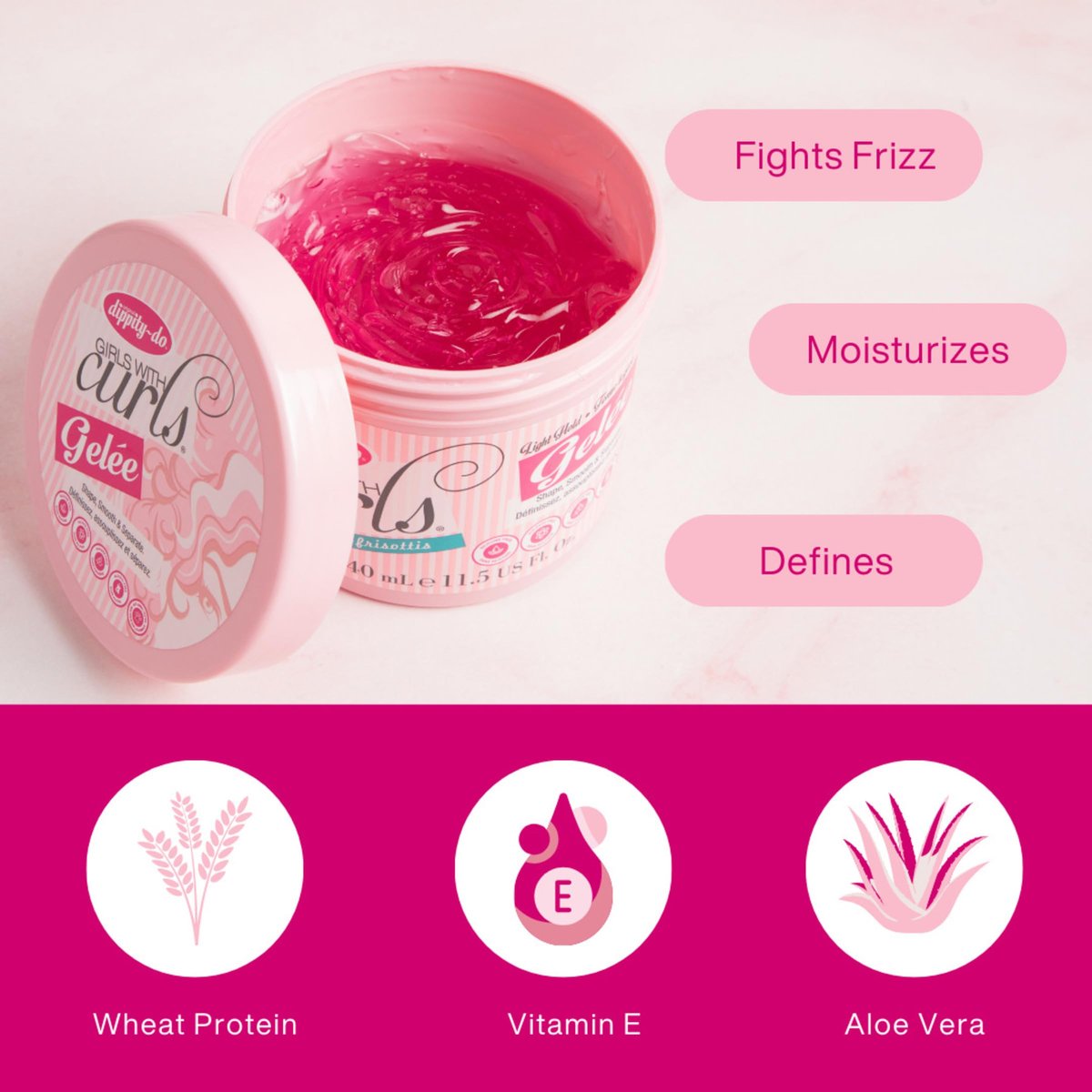 Dippity Do Girls with Curls Light Hold Gelee, Shape, Smooth & Separate Curls, Formulated with Aloe, Vitamin E & Wheat Protein, Frizz-Free, Never Crunchy, Curly Hair Gel For Women, 2 Pack Avelisse