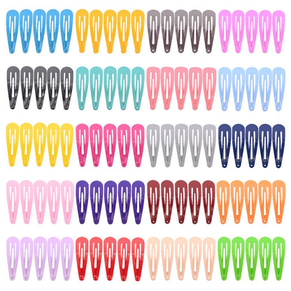 100 Pieces Solid Color 2 Inch Metal Snap Hair Clips - Bulk Barrettes for Women
