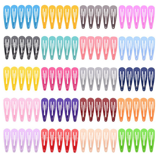 100 Pieces Solid Color 2 Inch Metal Snap Hair Clips - Bulk Barrettes for Women