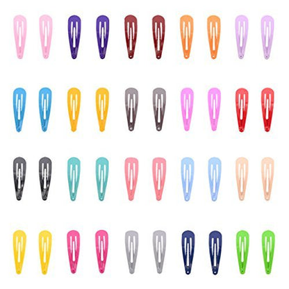 100 Pieces Solid Color 2 Inch Metal Snap Hair Clips - Bulk Barrettes for Women