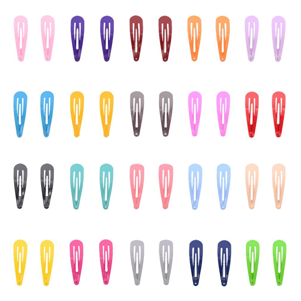 100 Pieces Solid Color 2 Inch Metal Snap Hair Clips - Bulk Barrettes for Women - görsel 3