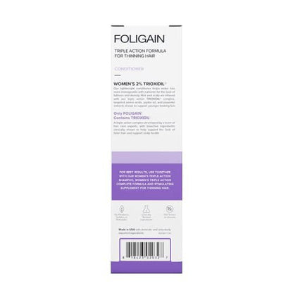 Foligain Triple Action Conditioner for Thinning Hair – Volumizing Conditioner for Women, 8 Fl. Oz.