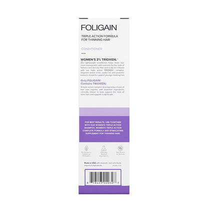Foligain Triple Action Conditioner for Thinning Hair – Volumizing Conditioner for Women, 8 Fl. Oz.